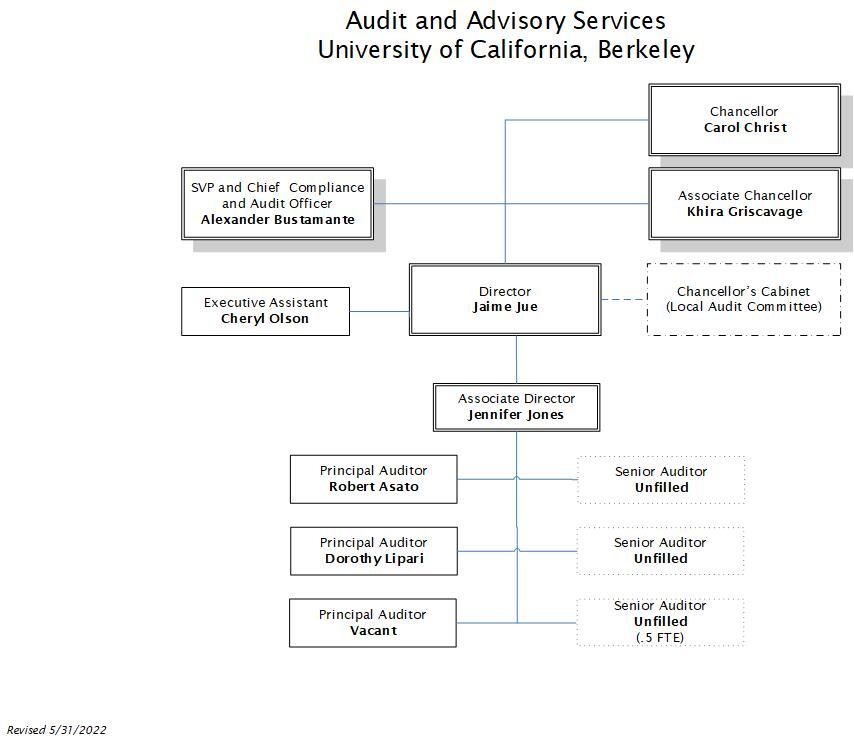 Organizational chart for Audit & Advisory Services. More detailed information provided on web page